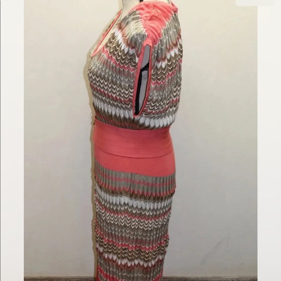 Shelley Segal Women Pink Chevron Print Knit Shirt Dress Medium - Picture 4 of 8